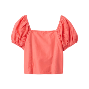 Camiseta de Algodón con Mangas Abullonadas para Niñas, Cuello Cuadrado, Top de Verano, OEM ODM, Ropa Casual - Product Image 2