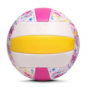 Ballon de volley-ball en PU, motif coloré, durable, cousu à la main, pour enfants, usage extérieur et intérieur, style populaire - Product Image 1