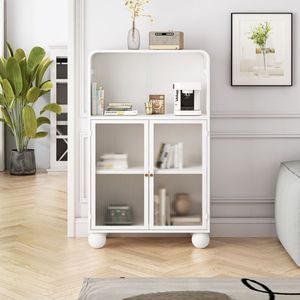 Mobiletto da Bagno Salvaspazio da 115 cm con Anta in Vetro e Ripiani, Unità Espositiva e Contenitore - Product Image 2
