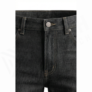 Jean en denim coupe droite délavé foncé pour homme, taille haute, coupe classique, en coton, style décontracté, pantalon d'automne - Product Image 4