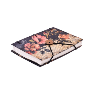 Carnet de notes A5 vintage à motifs floraux, fait main, 100 pages |   Journal écologique avec fermeture à bouton, 100% fait main - Product Image 3