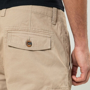 Shorts cargo kaki pour hommes, taille mi-haute, fermeture boutonnée, vêtements décontractés avec poches latérales, tissu en coton respirant - Product Image 6