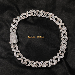 Cuban Link Silver <b>Chain</b> Necklace Emerald Cut Moissanite <b>Iced</b> <b>Out</b> Unisex Hip Hop Jewelry - Product Image 1