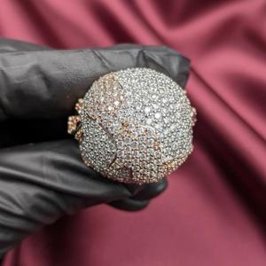 Pendentif globe VVS1 Moissanite serti de pierres, finition or rose, pour hip-hop, en argent 925, bijoux fins, pendentifs et breloques - Product Image 6