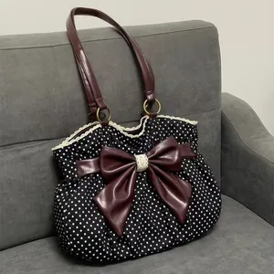 Bolso de mano vintage de moda para mujer, estilo Y2K, casual y chic, bandolera para dama, estética que combina con todo, bolso de hombro con puntos, estilo streetwear. - Product Image 5