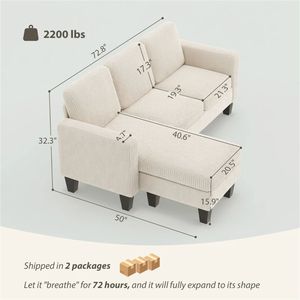 Divano a L per Soggiorno in Crema Bianco - Product Image 6