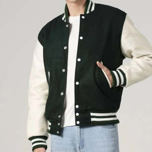 Chaquetas Varsity personalizadas para hombre, chaquetas bomber con logotipo bordado personalizado, chaqueta de invierno con mangas de cuero PU - Product Image 2