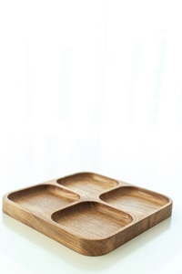 Bandeja de servir de madera de roble, organizador de escritorio cuadrado de madera, decoración para el hogar, bandeja de servir de madera hecha a mano. - Product Image 4