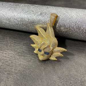 Pendentif Breloque Style Hip Hop avec Diamant Moissanite Rond Brillant de Qualité Supérieure, Motif Avatar de Dessin Animé, Sertissage à Griffes Micro-encastré par un Troisième Partie - Product Image 4