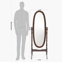 Classic Traditional Decorative Wooden Cheval Floor Mirror Freestanding Oval Dressing Mirror Adjustable Full Length Solid Wood