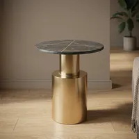 Table basse moderne en métal avec plateau en marbre, design minimaliste durable et écologique, meubles de salon