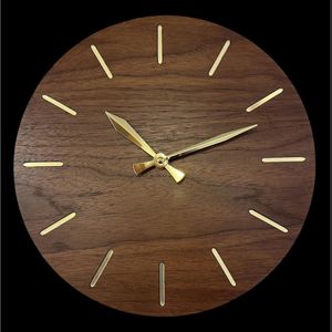Hand Crafted Mid-Century <b>Round</b> Acacia Wood Clock For Living Room - Product Image 1