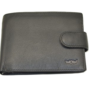 WOW Men's Genuine Leather Trifold <b>Wallet</b> <b>RFID</b> <b>Blocking</b> Slim Minimalist Black Fold Closure Daily Use - Product Image 1