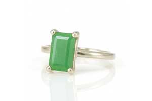 New Green Aventurine Rectangular Shape Prong <b>Set</b> <b>Ring</b> Trendy Gemstone Gold Plated S925 Sterling <b>Silver</b> Wedding Fine <b>Ring</b> Jewelry - Product Image 3