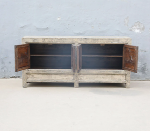 <b>Rustic</b> Solid Wood <b>Sideboard</b> Cabinet With Four Flat Panel Doors Antique Storage Furniture For Living Room - Product Image 2