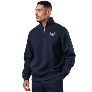 <b>Mens</b> Soft Touch Funnel Neck Pullover <b>Long</b> Sleeve Training Sweatshirt Premium Athletic Fitness Activewear Shirt - Product Image 1