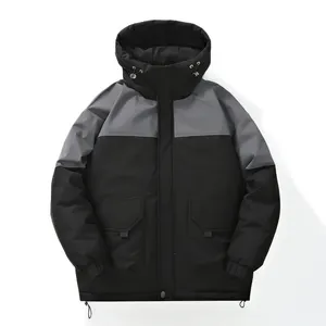 Chaqueta Acolchada con Capucha para Hombre, Diseño Color Block, Cortavientos, Informal, para Invierno, con Cierre de Cremallera, Relleno de Poliéster, Corte Regular - Product Image 6