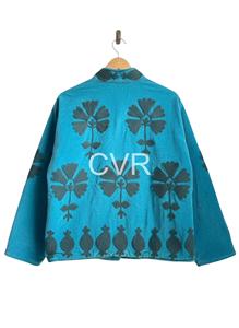 Manteau Bohème Brodé Floral Grande Taille pour Femme, Col Montant, Manches Longues, Vêtement d'Extérieur Décontracté d'Automne, Doublure en Coton - Product Image 1