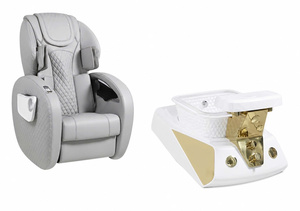 Fauteuil de pédicure rond sans tuyauterie avec fonction de massage et de chauffage, mobilier de salon de spa, 110-240V, en plastique - Product Image 2