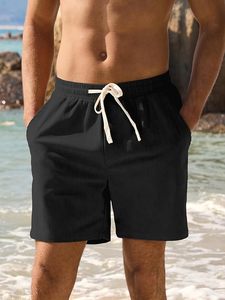 Shorts en coton noir pour homme, taille mi-haute, décontractés, respirants, avec poches, longueur courte - Product Image 2