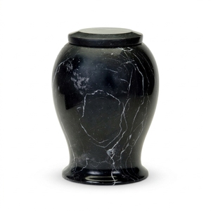 Urne funéraire de luxe en marbre noir onyx personnalisée fabriquée à la main en pierre naturelle pot commémoratif funéraire pour adultes - Product Image 1