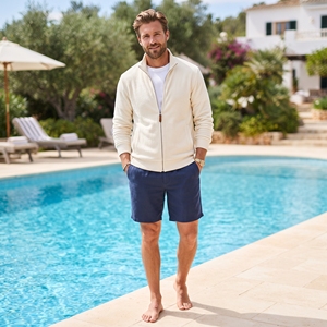 Men's Summer Towelling <b>Zip</b>-<b>Up</b> <b>Jacket</b> Terry Cloth Resort <b>Jacket</b> OEM ODM Wholesale Factory Custom Logo Low MOQ - Product Image 3