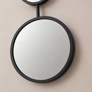 Miroir mural suspendu à double cercle, miroir mural rond avec cadre en métal noir, design réglable pour la décoration du salon, de la chambre à coucher et de l'entrée - Product Image 5