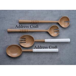 High Quality Acacia Wood <b>Salad</b> <b>Server</b> With Resin Handle Kitchenware Wooden <b>Salad</b> Spoon Set Acacia Cutlery Large Serving Spoon - Product Image 4