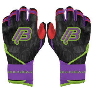 BULKBEAR Batting Gloves Purple Microfiber Padded <b>Hook</b> And Loop Training Glove Unisex Adult Leather Batting Gloves Super Softball - Product Image 1