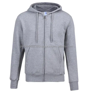 High Quality 330gsm Cotton Polyester CVC Thick Fleece <b>Zipper</b>-up Jacket Unisex Custom logo Men's Plain <b>Zipper</b> up Pullover Hoodies - Product Image 6