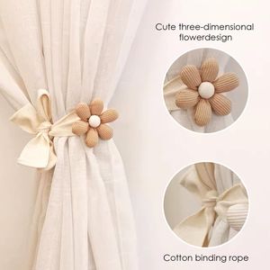 Set di 4 fermacurtain a forma di fiore Boho, semplici ed eleganti fermacurtain a girasole per l'arredamento della camera da letto, set di eleganti fermacurtain. - Product Image 4