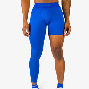 Custom Wholesale <b>Mens</b> Fitness Wear One-Leg <b>Compression</b> <b>Tights</b> Elastic Waist Anti-Bacterial Breathable Quick Dry - Product Image 1