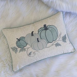 Cuscino Lombare Decorativo Ricamato a Forma di Zucca Blu Nebbia per il Comfort del Sedile - Product Image 5
