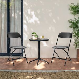 Set di 4 sedie pieghevoli in plastica, capacità 330 libbre, leggere, per interni/esterni, nere - Product Image 2
