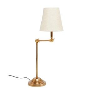 Lampadaire de luxe réglable en laiton avec abat-jour en tissu blanc – Articles de décoration haut de gamme pour la maison - Product Image 1