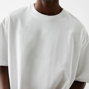 Best Custom Men's Casual Boxy Fit Knitted T-Shirt 100% Cotton Solid Digital Printing Breathable Quick Dry OEM Service High - Product Image 4