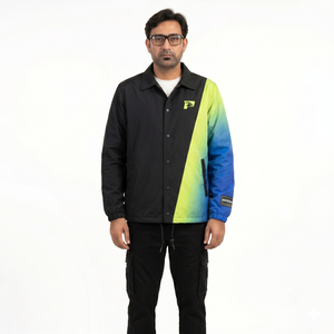 Veste Coach Homme Personnalisée en Nylon – Coupe Varsity Résistante à l'Eau, Coupe Oversize, Imprimé Graphique Haute Densité, Vêtement d'Extérieur Streetwear - Product Image 1