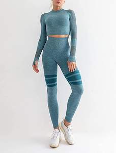Conjunto Deportivo para Mujer, Top Corto Elástico y Pantalones Cortos de Ciclismo de Cintura Alta, Ropa Deportiva Informal - Product Image 6