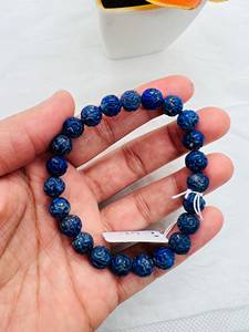 Natural <b>Lapis</b> <b>Lazuli</b> Carving Bracelet Blue Gemstone Round Beaded Bracelet Handmade Jewelry Wholesale Gift For Women - Product Image 3
