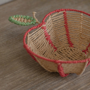 Bohemian <b>Small</b> Wicker Paper <b>Basket</b> With Handles Handwoven Paper Storage <b>Basket</b> Organizer Mini <b>Basket</b> Home Decor Gift <b>Basket</b> - Product Image 2