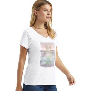 Camiseta con estampado gráfico Dream para mujer, mezcla de algodón suave, manga corta, informal, de verano, ligera, cómoda y ajustada - Product Image 3