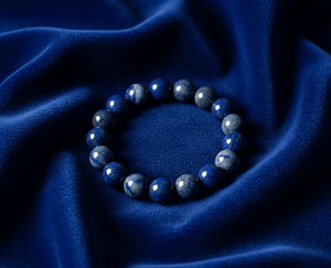 Handmade AAA Lapis Lazuli Round Bead Bracelet – Polished Gemstone Stretch Bracelet for <b>Men</b> & Women - Product Image 1
