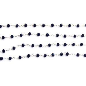 Cuentas redondas de plata de ley 925 chapadas en oro azul de 3 mm, color azul natural, cadena para la fabricación de joyas, venta al por mayor a granel. - Product Image 3