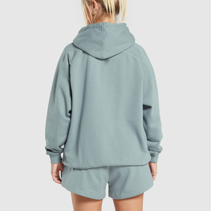 Conjuntos de Sudadera con Capucha y Pantalones Cortos para Mujer, Color Sólido, Diseño Nuevo 2025, Cómodos, 100% Algodón, Impermeables, Resistentes al Viento, Transpirables, para Verano, Venta al Por Mayor - Product Image 3
