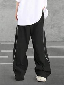 Pantalones Harem Negros para Hombre, Cintura Elástica con Cordón, Bolsillos Laterales, Estilo Urbano, Pantalones Jogger Casuales, Transpirables, de Peso Medio, para Primavera - Product Image 2