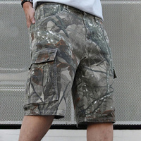 Shorts amples en coton écologique camouflage pour homme, style streetwear urbain, anti-plis, respirants, taille élastique, logo personnalisé
