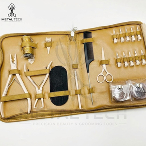 Servicio OEM ODM: Kit de herramientas para extensiones de cabello con estuche de crema, que incluye alicates chapados en oro, tijeras, peine de cola y aguja de bucle para tirar de hilos - Product Image 4