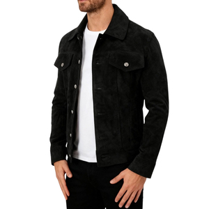 Suede Leather <b>Winter</b> Men's Jacket Fabric Breathable Windproof Customizable Front Logo Casual High Quality - Product Image 4