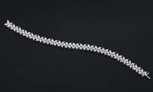 Bracelet tennis en moissanite motif feuille florale, bijou de luxe étincelant avec pierres marquise, cadeau élégant et remarquable pour femme - Product Image 4
