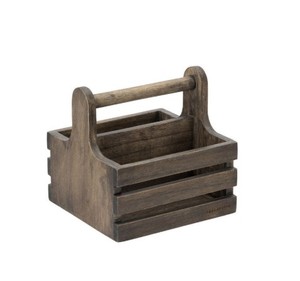 Rustic Wooden Countertop Cutlery Organizer <b>Caddy</b> with Handle Farmhouse Flatware Storage Basket for <b>Kitchen</b> Dining Restaurant Use - Product Image 3